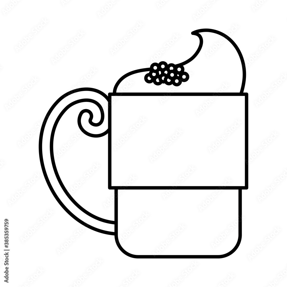 tea cup with cream and cinnamon beverage line icon tea cup with cream and cinnamon beverage line icon