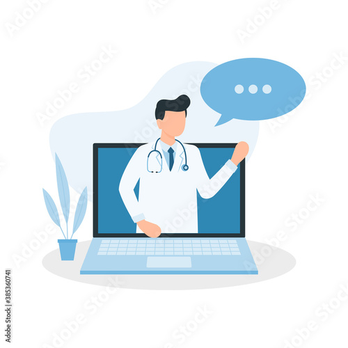 Online medical consultation and support. Online doctor. Vector illustration.