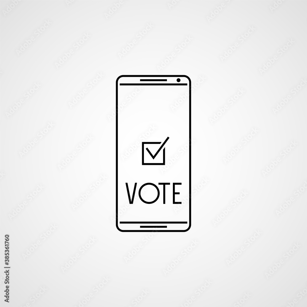 Checkmark on smartphone screen. Voting app on the screen. Vector illustration Checkmark on smartphone screen. Voting app on the screen. Vector illustration