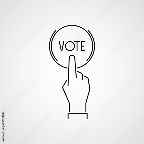 Online vote icon. Hand press button. Vector