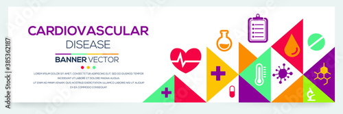 Creative (Cardiovascular) disease Banner Word with Icons ,Vector illustration.	