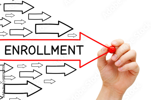 Bild auf Leinwand Hand Drawing Open Enrollment Arrows Concept