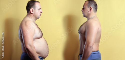 fat man on yellow background