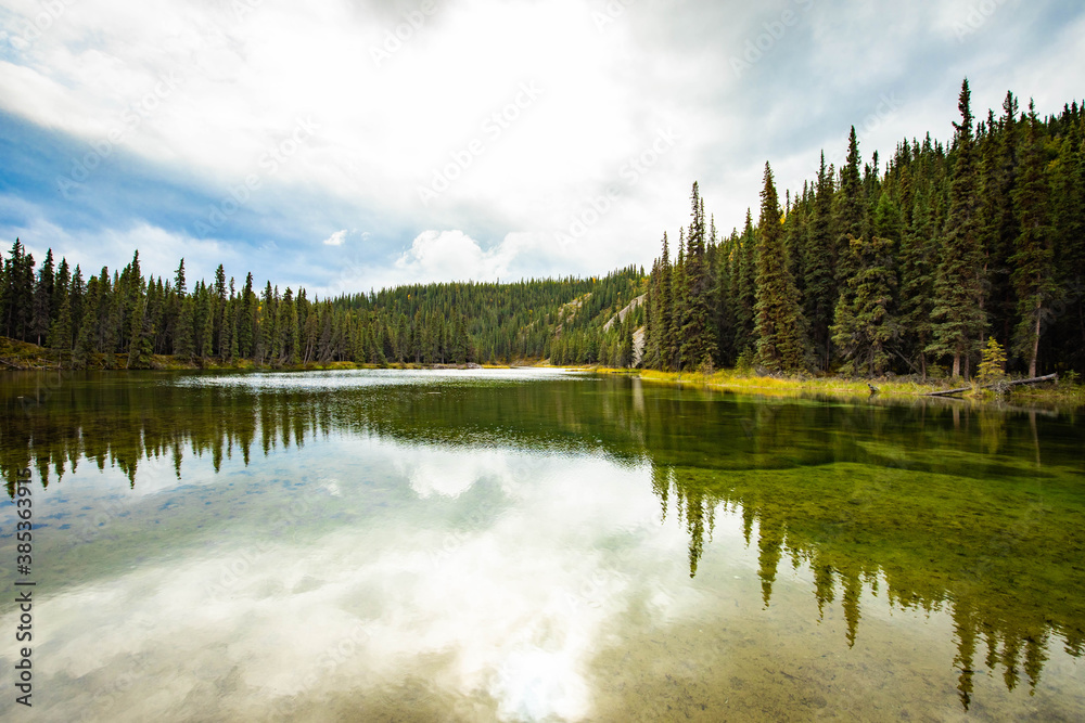 Fototapeta premium Horseshoe lake scenic views in fall at Denali National Park