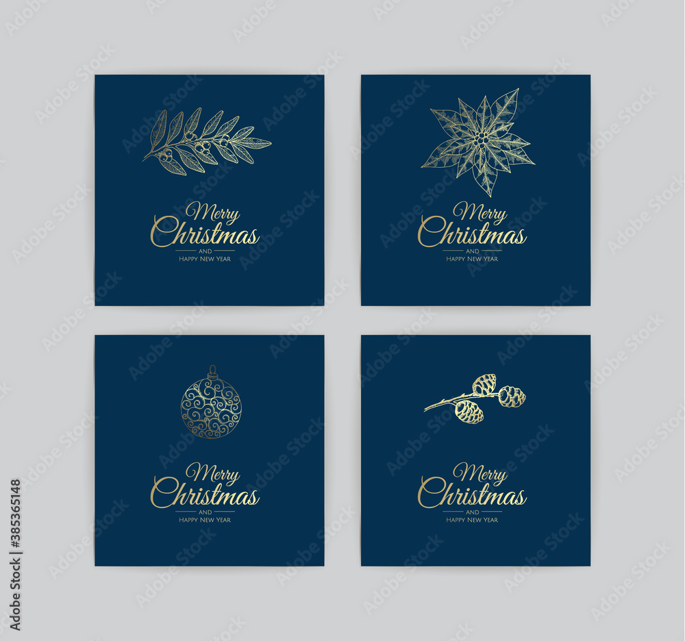 Set Merry christmas and happy new year abstract signs, labels or logo templates set. Set Merry christmas and happy new year abstract signs, labels or logo templates set.
