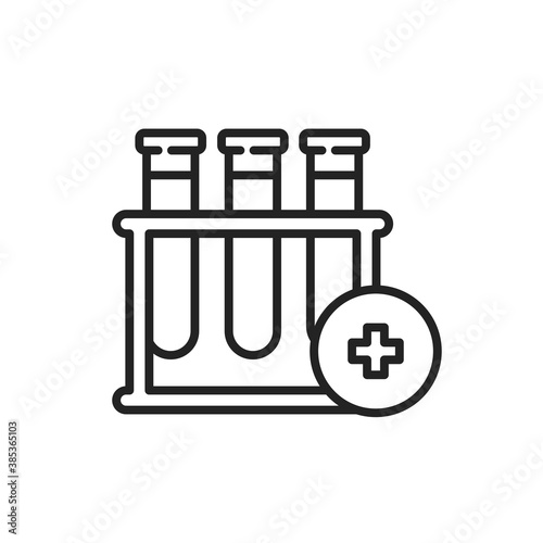 Blood test black line icon. Outline pictogram for web page, mobile app, promo.