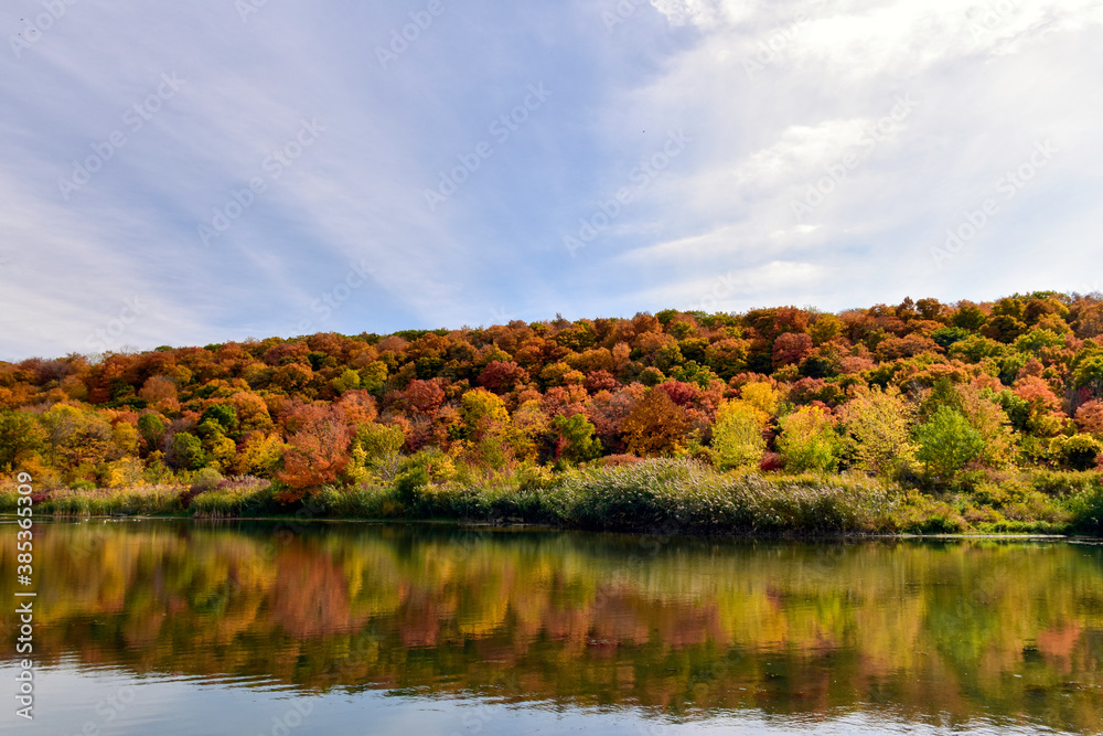 autumn landscape with pond on the Niagara escarpment