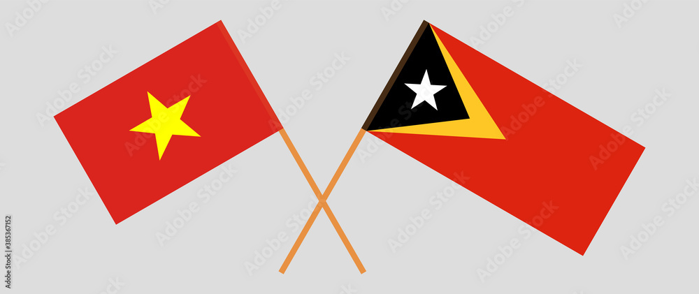 Crossed flags of East Timor and Vietnam Crossed flags of East Timor and Vietnam