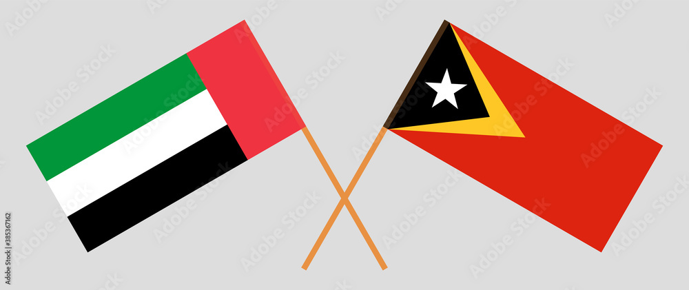 Crossed flags of East Timor and the United Arab Emirates Crossed flags of East Timor and the United Arab Emirates