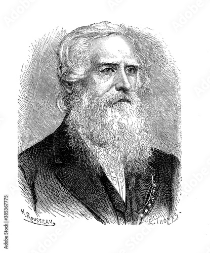 Engraving portrait of Samuel Morse (1791 -  1872) inventor and painter, co-developer of the Morse code for thelegraphy photo