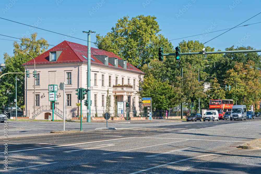  Intersection of the Behlert and Berliner streets with  Palais Ritz in Potsdam, Germany