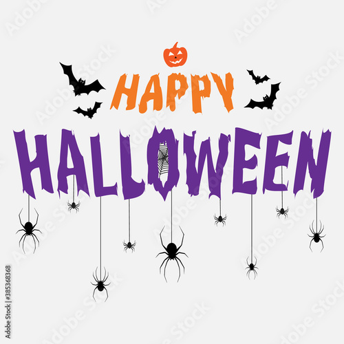 Halloween vector illustration.Square background with Happy Halloween lettering.Graphic element for greeting cards,invitation,poster or website.