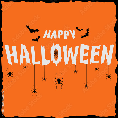 Halloween vector illustration.Square background with Happy Halloween lettering.Graphic element for greeting cards,invitation,poster or website.
