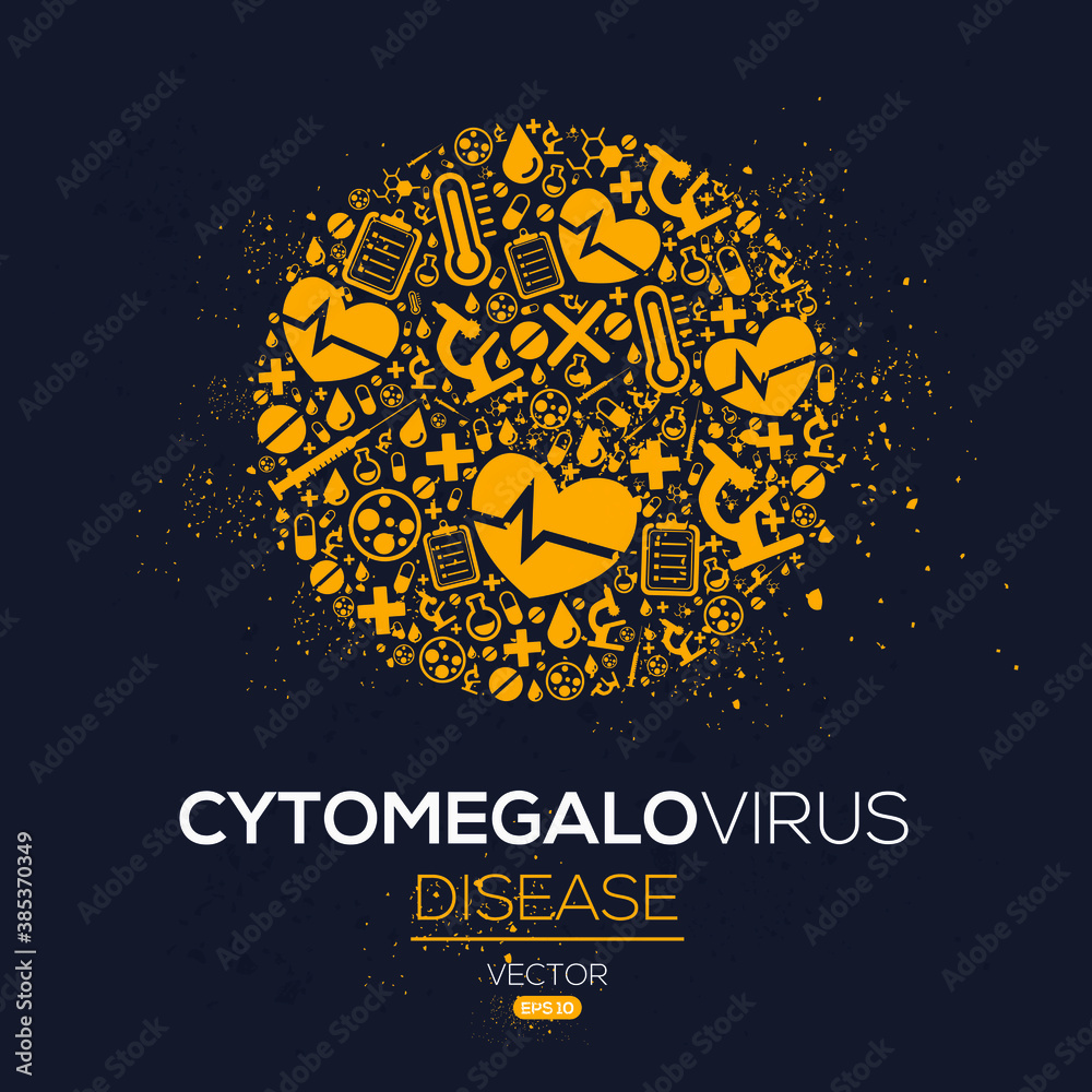 Creative (Cytomegalovirus) disease Banner Word with Icons ,Vector illustration.	