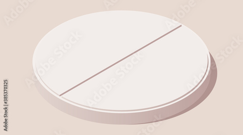 Medical round aspirin pill icon. Vector isometric illustration. 3d vitamin element with shadow