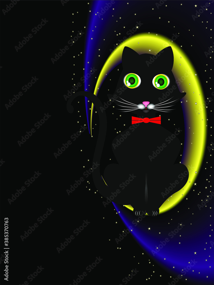 Fototapeta premium Abstract background with a black cat.
