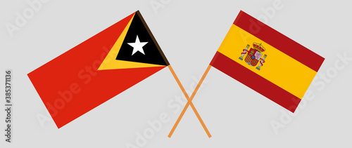 Crossed flags of East Timor and Spain