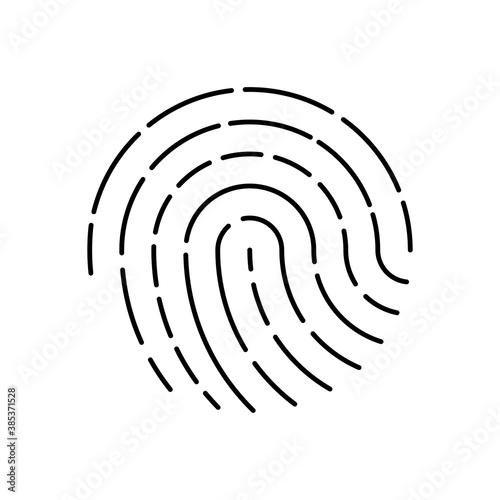 Fingerprint line icon, outline vector sign, linear style pictogram isolated on white. Touch Id icon. Symbol, logo illustration. Stock vector illustration on a white isolated background.