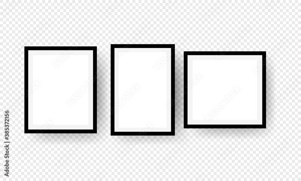 Realistic picture frame mockup. Mockup blank picture frame for photographs. Vector on isolated transparent background. EPS 10