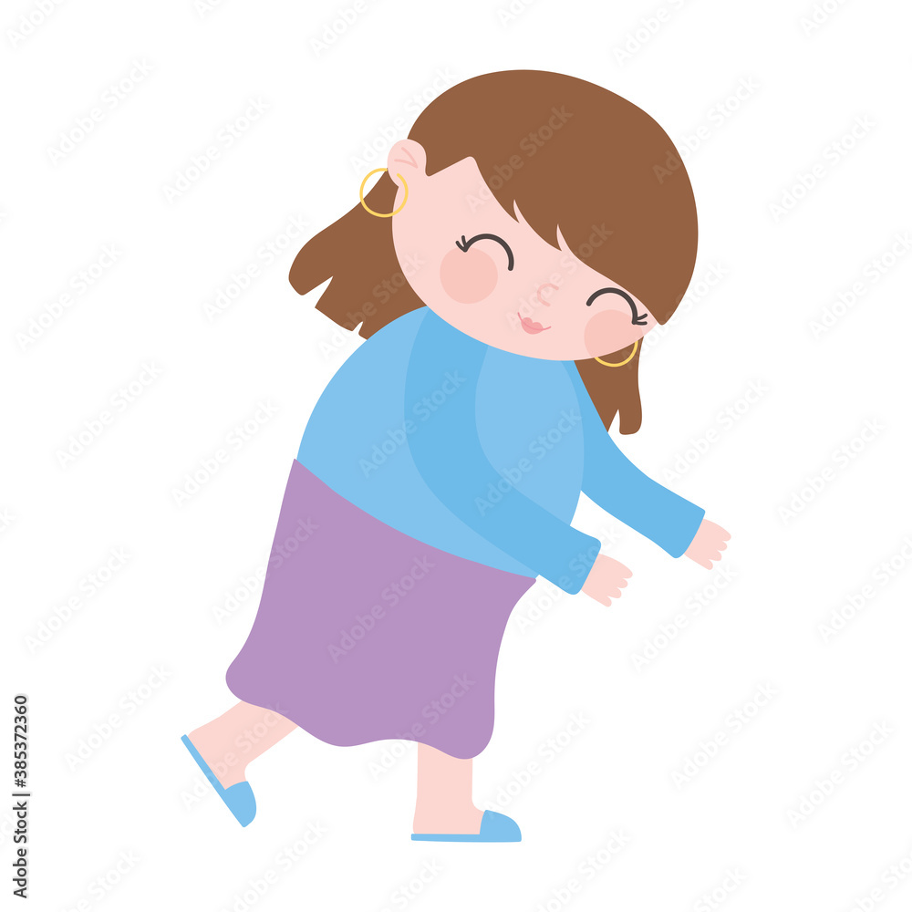 cute cartoon woman standing isolated icon style cute cartoon woman standing isolated icon style