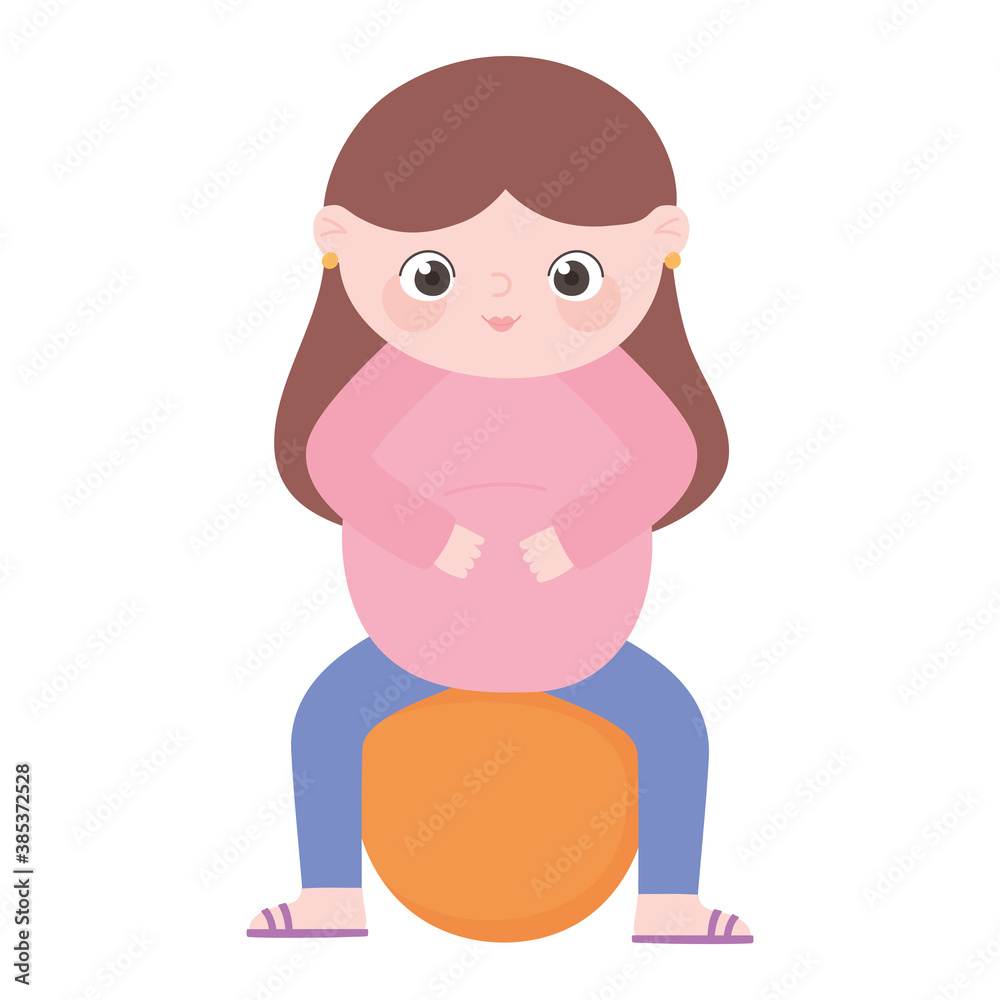 pregnancy and maternity, cute pregnant woman sitting on fitball cartoon pregnancy and maternity, cute pregnant woman sitting on fitball cartoon