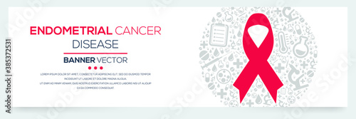 Creative (Endometrial Cancer) disease Banner Word with Icons ,Vector illustration.	