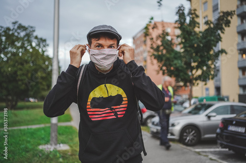 Men with face mask