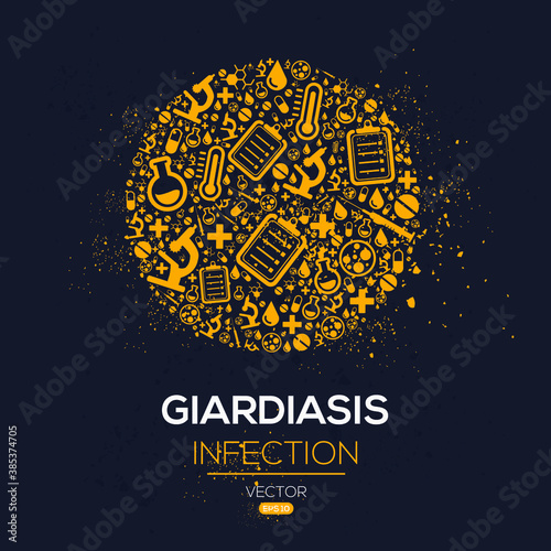Creative (Giardiasis Infection) disease Banner Word with Icons ,Vector illustration.	