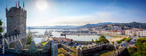 Panoramic view of the bay of the city of Baiona