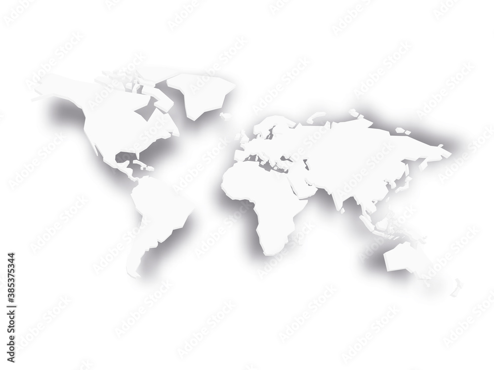 3D blank map of World