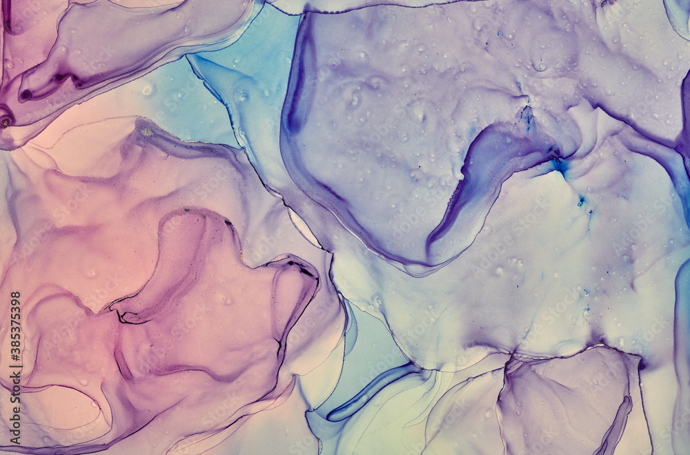 Fototapeta premium Fluid Art . Abstract colorful background, wallpaper. Mixing acrylic paints. Modern art. Marble texture. Alcohol ink colors translucent