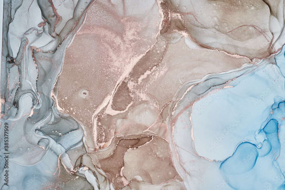 Fluid Art . Abstract colorful background, wallpaper. Mixing acrylic paints. Modern art. Marble texture. Alcohol ink colors  translucent