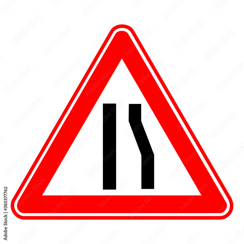 Traffic, road sign. right tapered cladding plate, right shrinking coating Traffic, road sign. right tapered cladding plate, right shrinking coating