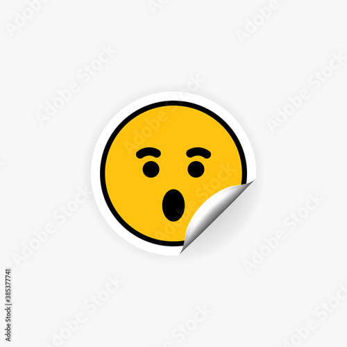 Surprised emoji sticker. Shocked emotion. Vector EPS 10. Isolated on white background