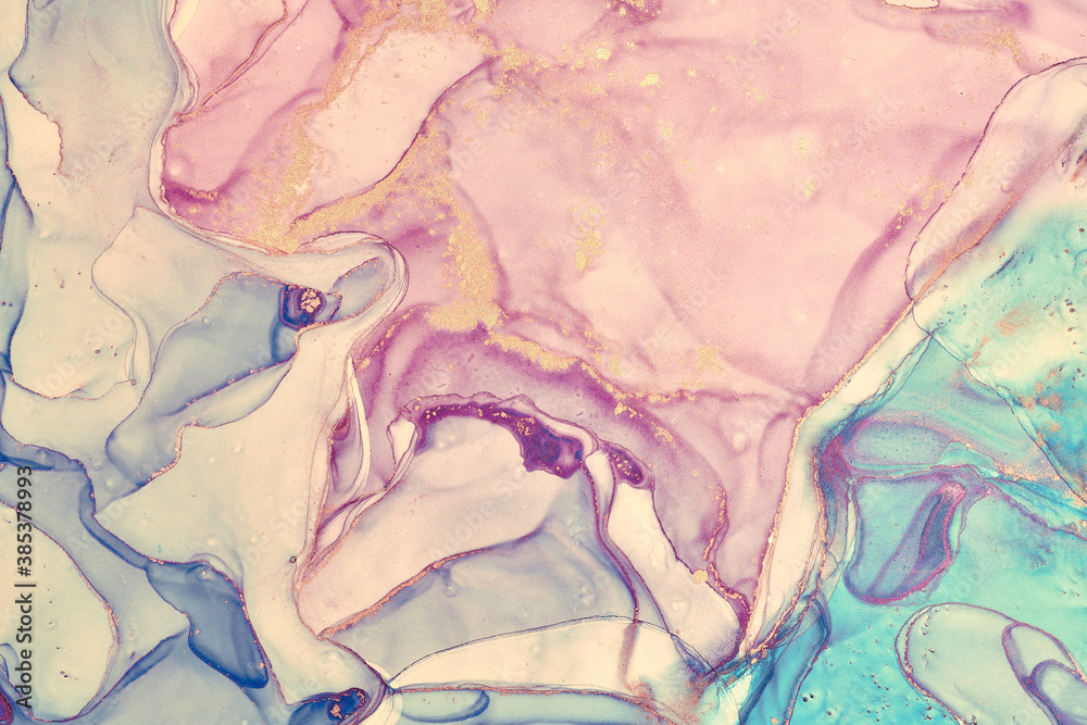 Fototapeta premium Fluid Art . Abstract colorful background, wallpaper. Mixing acrylic paints. Modern art. Marble texture. Alcohol ink colors translucent