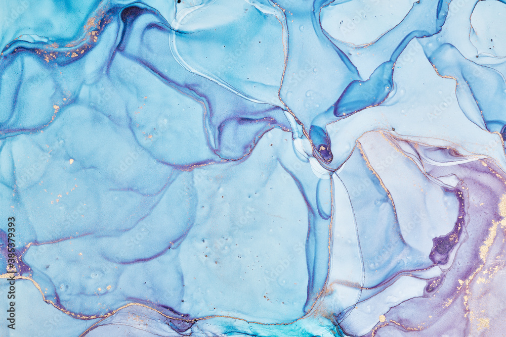 Naklejka premium Fluid Art . Abstract colorful background, wallpaper. Mixing acrylic paints. Modern art. Marble texture. Alcohol ink colors translucent