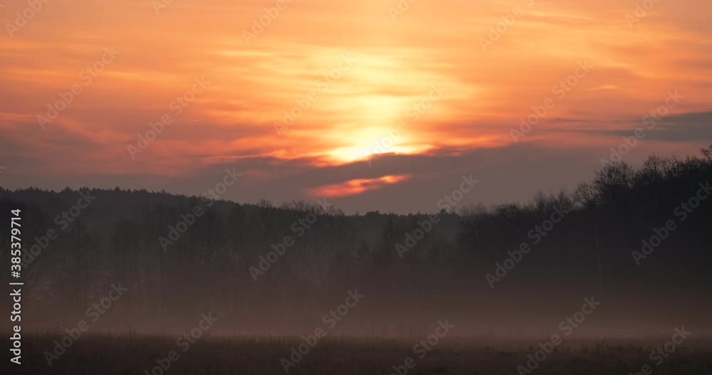 Sunrise behind the Clouds over a Forest Timelapse Sunrise behind the Clouds over a Forest Timelapse