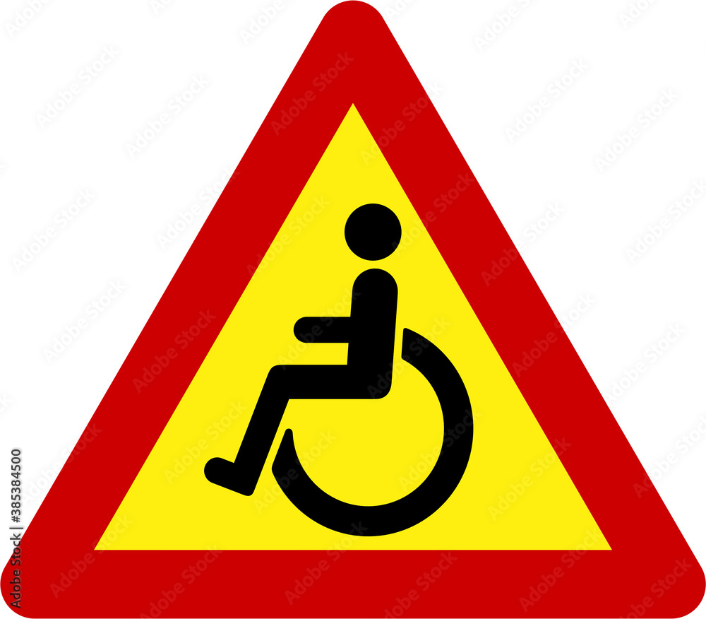 Warning sign with disabled people Warning sign with disabled people