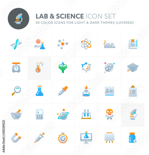 Lab & Science Vector Icon Set. Fillio Color Icon Series.