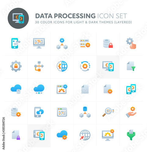Data Processing Vector Icon Set. Fillio Color Icon Series. © Fredy Sujono