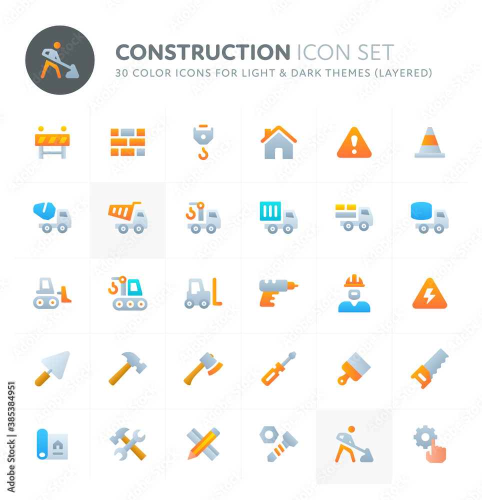 Construction Vector Icon Set. Fillio Color Icon Series.