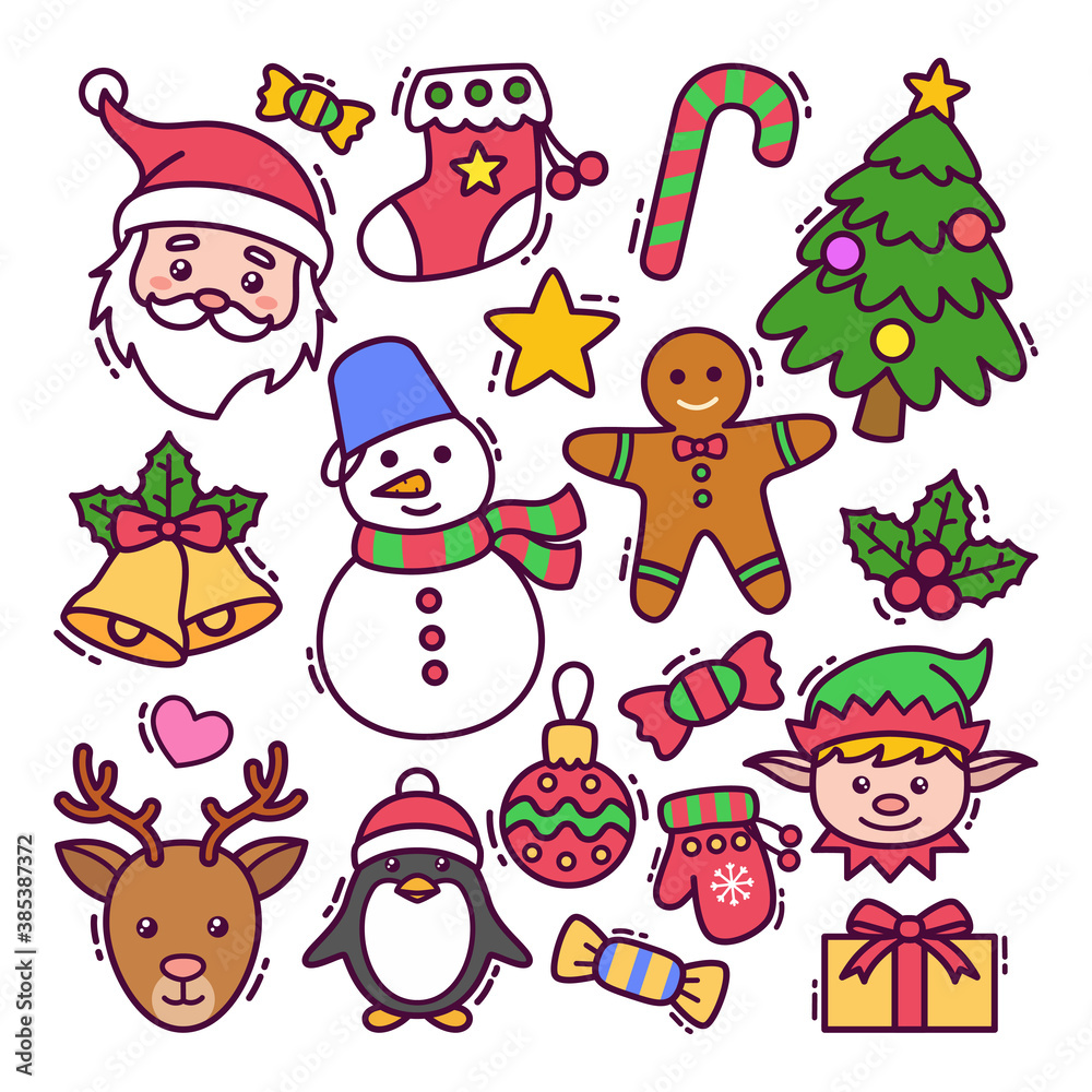 Christmas doodle illustration isolated background