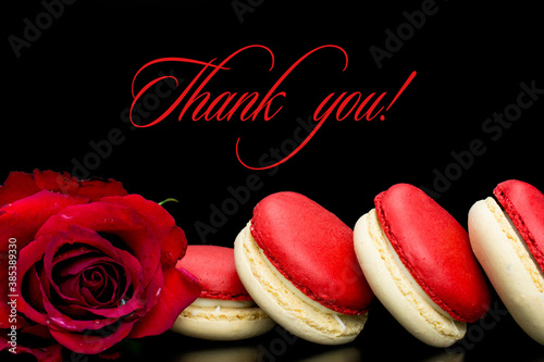 red rose and macaroons photo