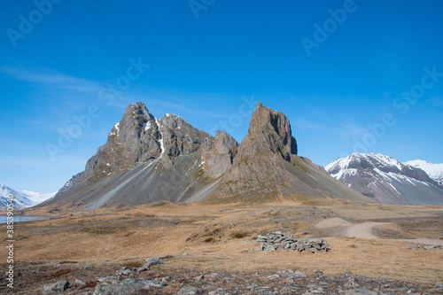 Mountain Eystrahorn in east Iceland on a sunny day © Gestur