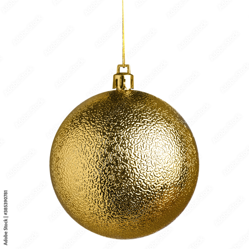Beautiful golden Christmas ball isolated on white Beautiful golden Christmas ball isolated on white