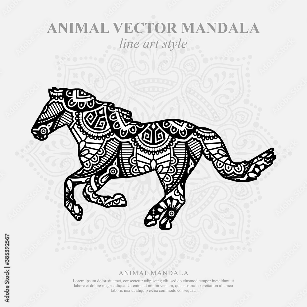 Fototapeta premium Animal Vector Mandala Line Art Style