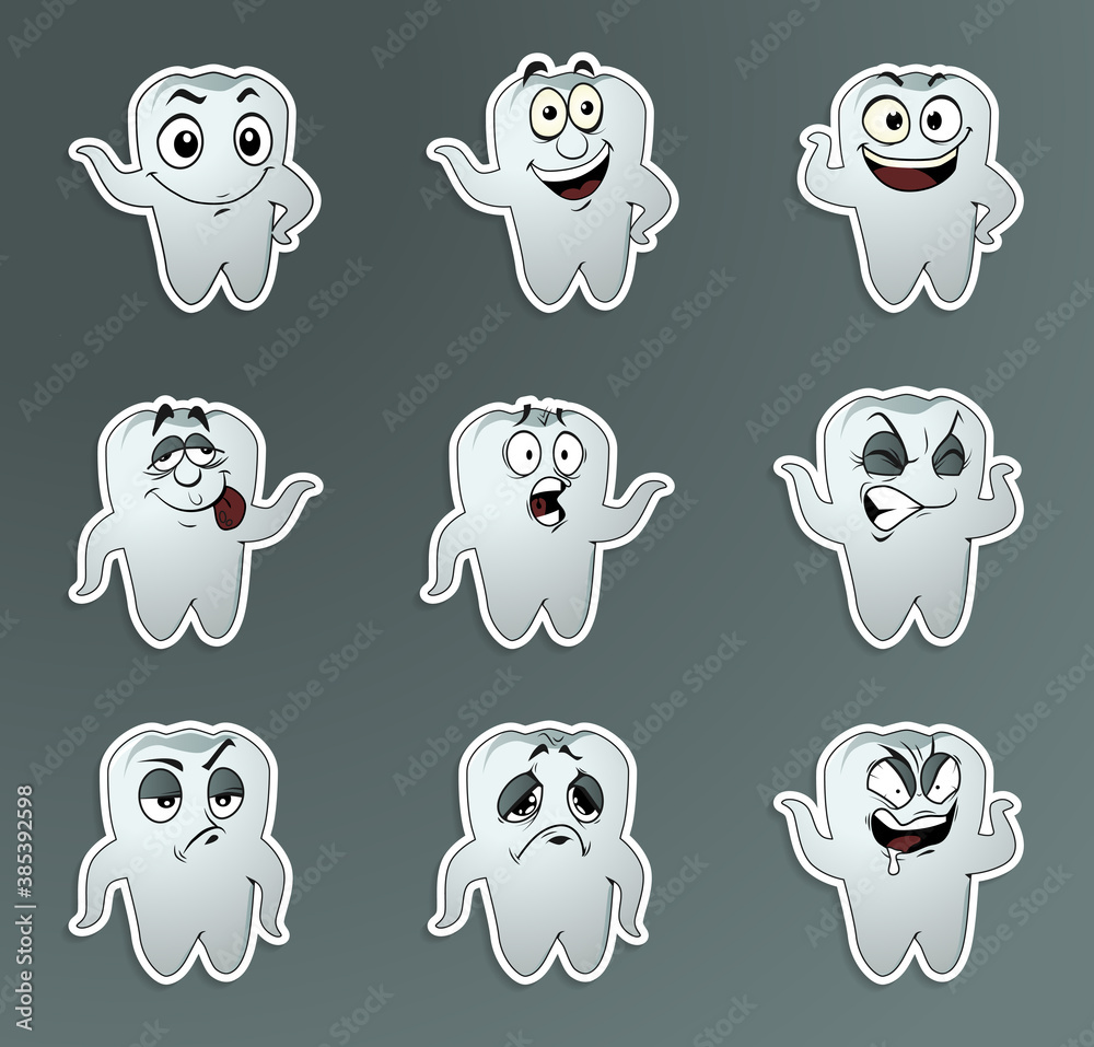 Obraz premium set of cute tooth cartoon character