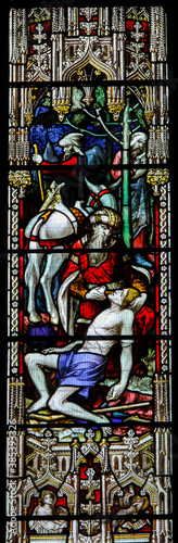 The good Samaritan stain glass