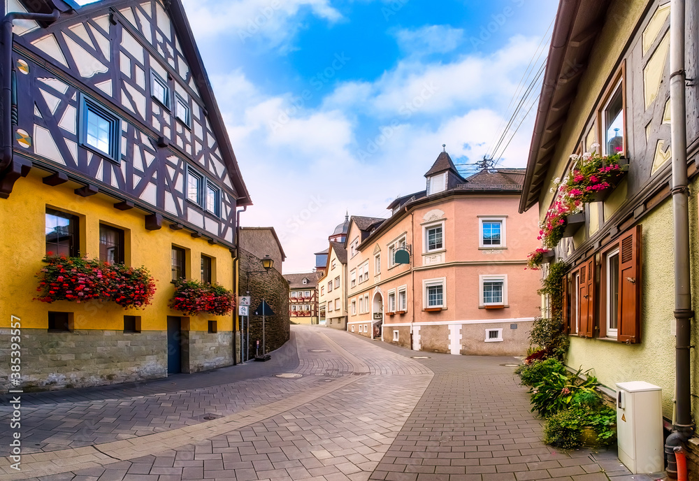 Historic city Runkel at the Lahn river in Hessen, Germany