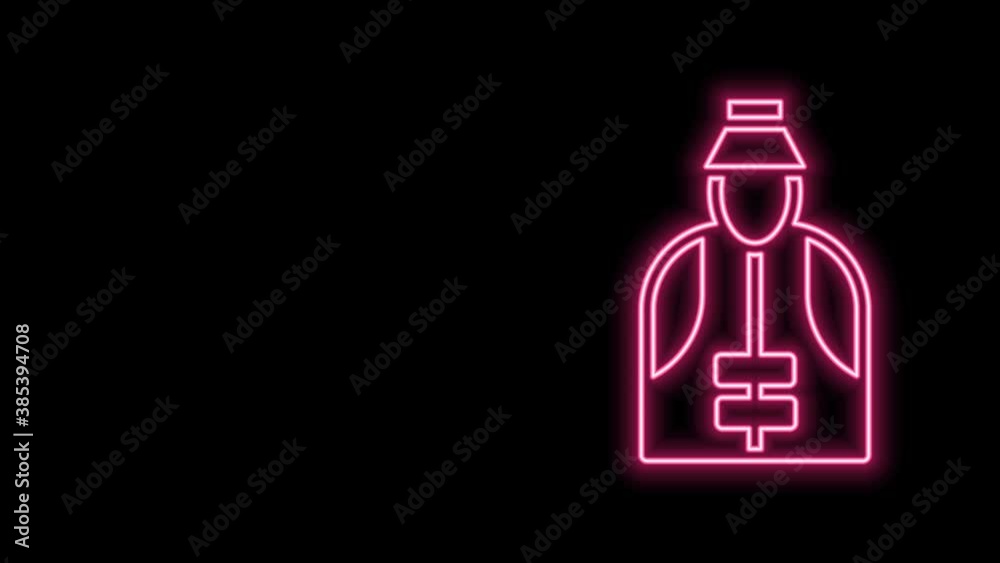 Glowing neon line Fisherman icon isolated on black background. 4K Video motion graphic animation Glowing neon line Fisherman icon isolated on black background. 4K Video motion graphic animation